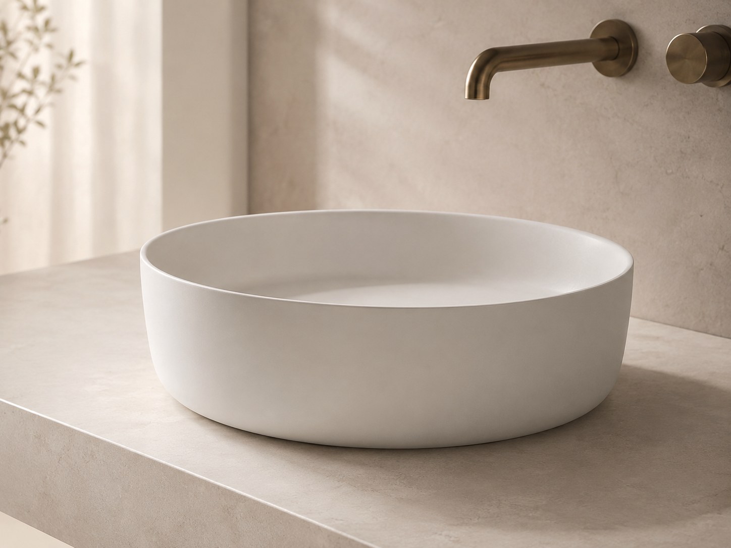 VELITH white architectural mineral countertop basin